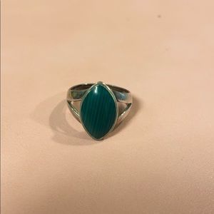 Sterling silver green stone ring